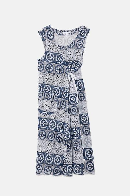 Engineered Garments｜DRESSES (Wrap Vest Dress A - Blue/G Engineered Garments Wrap Vest Polyester Crochet Dress - Blue