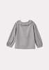 Caramel Phoebe Children's Hand-Loomed Cotton Blouse - Grey Micro-Check - Thumbnail 3
