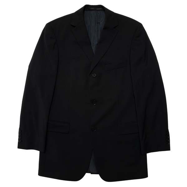 HUGO BOSS 90s Virgin Wool Plain Weave Slim Tailored Jacket - Black