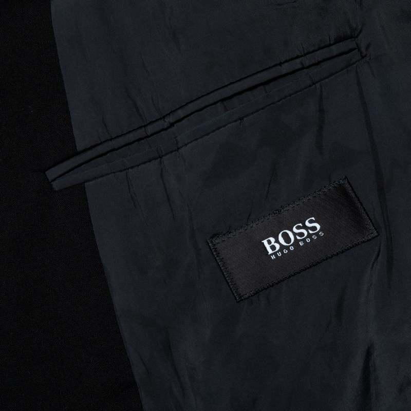HUGO BOSS 90s Virgin Wool Plain Weave Slim Tailored Jacket - Black