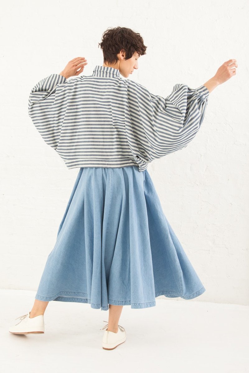 69 Parachute Skirt 8 oz. Denim in Medium Light Wash | Garmentory