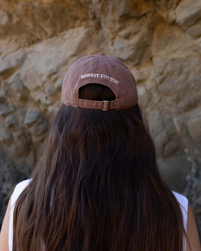 Honest Cotton Round Top Baseball Cap - Chocolate/Ivory