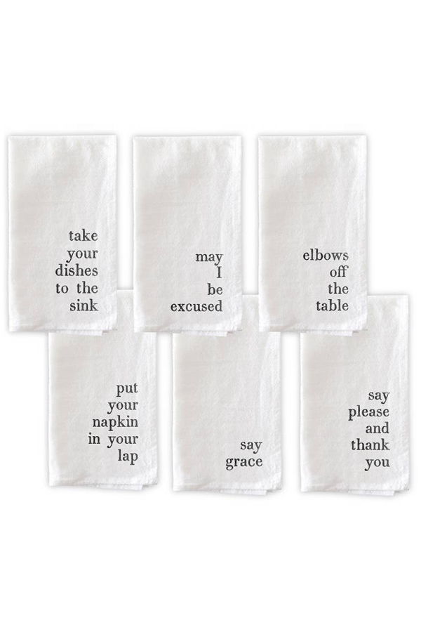 Santa Barbara Design Studio Mind Your Manners Cotton Napkins - Set 4 Napkins