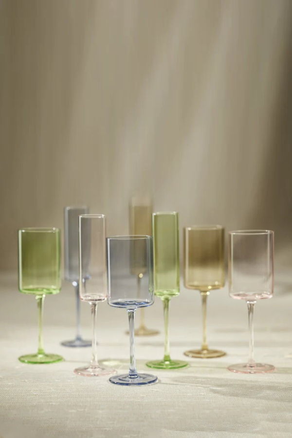 Zodax Fruttuoso Wine Glass - Light Blue/Green/Yellow/Pink