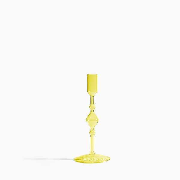 Poketo Glass Candlestick Holder - Yellow