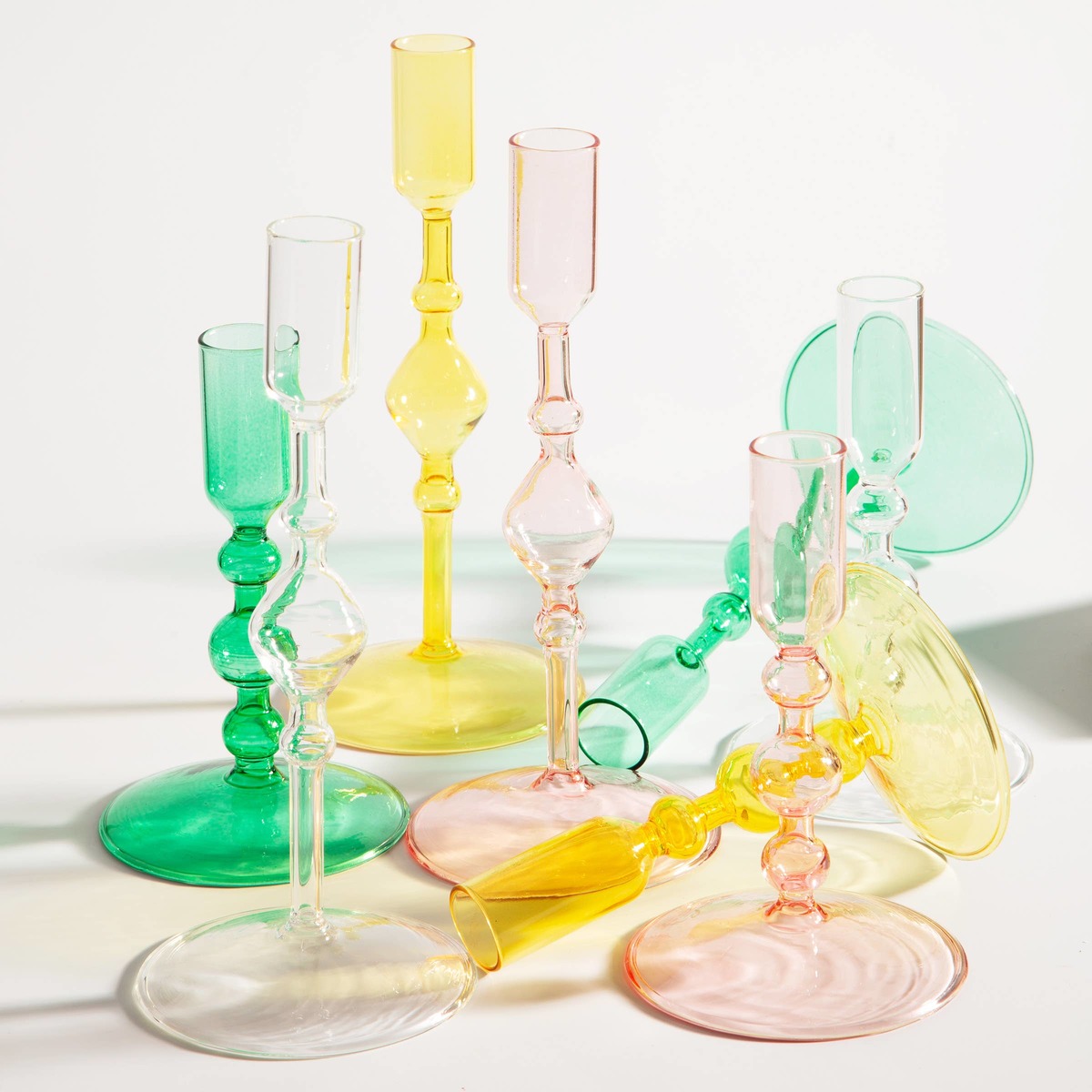 Poketo Glass Candlestick Holder - Yellow - Image 3 of 8