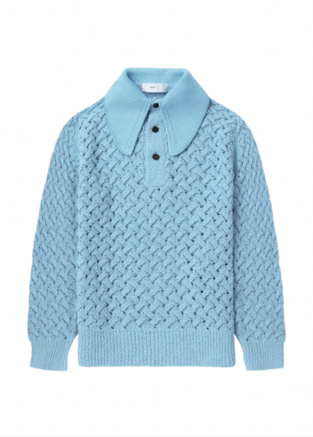 Toga Pulla Lace Knit Polo Shirt - Blue | Garmentory