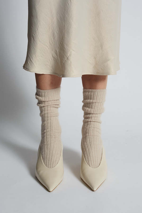 ELEVEN SIX Ali Ribbed Sock - Nude