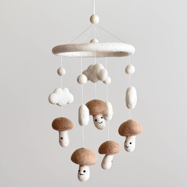 Deer Harbour Design Felt Baby Mobile - Smiley Mushroom