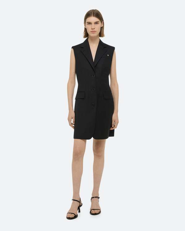Helmut Lang Sleeveless Waisted Blazer Dress - Black