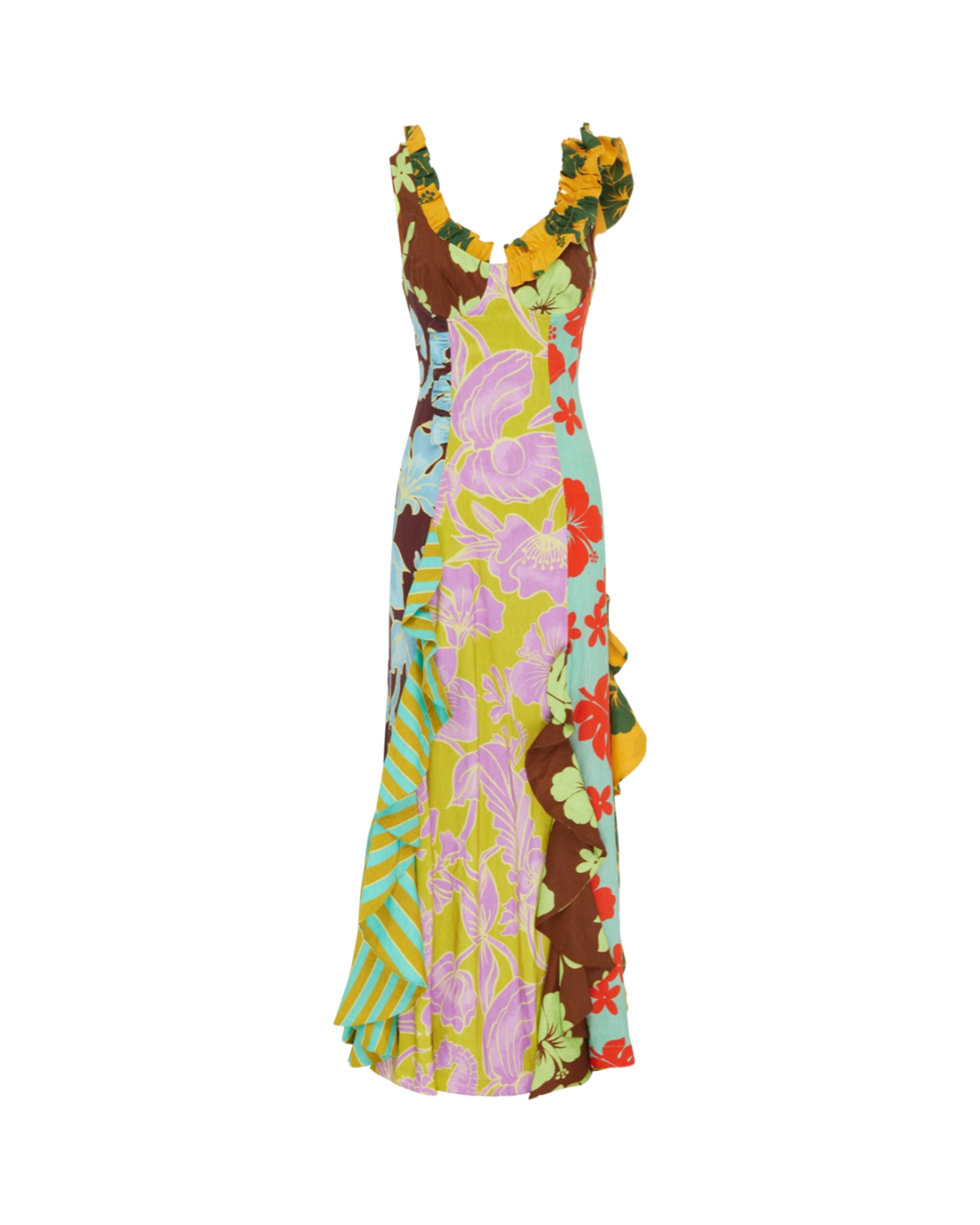 boho summer midi dress Stripe Hand Block Print Cotton Midi Dress