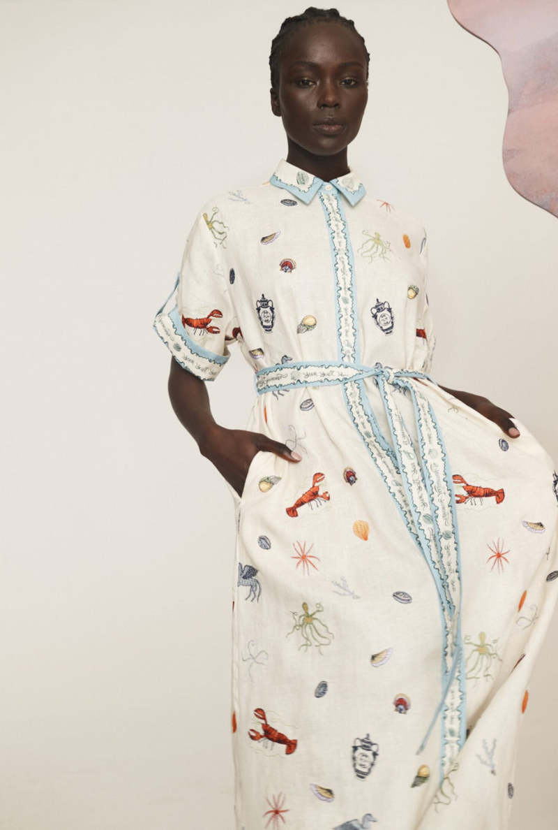 Alemais Sandy Embroidered Shirtdress | Garmentory