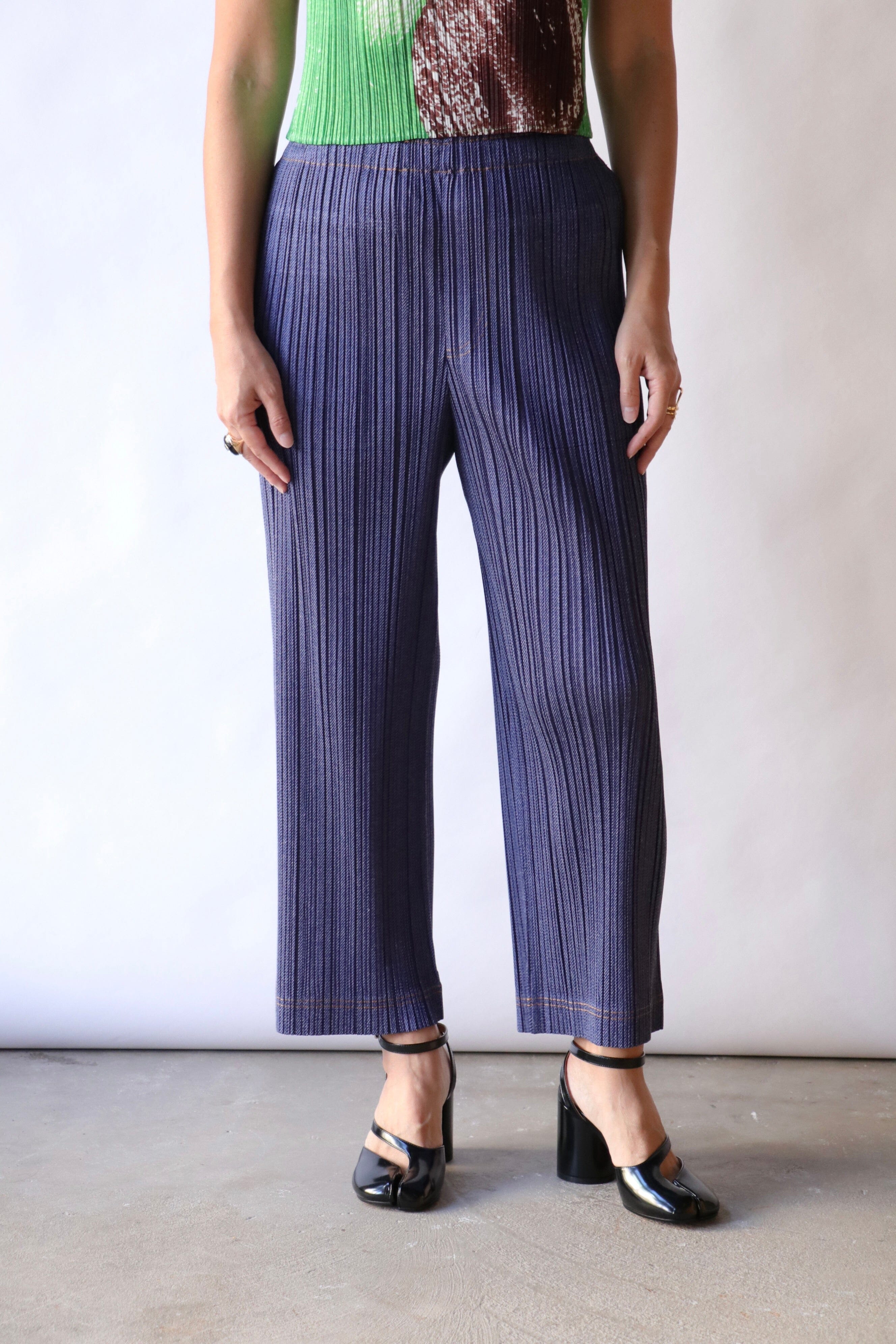 Issey Miyake Pleats Please Cotton Denim - Blue | Garmentory