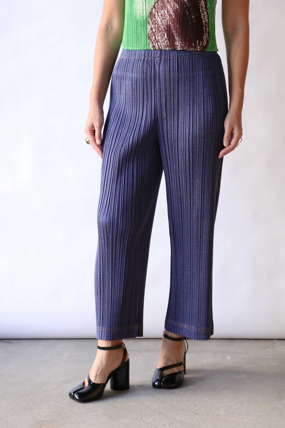 Issey Miyake Pleats Please Cotton Denim - Blue | Garmentory