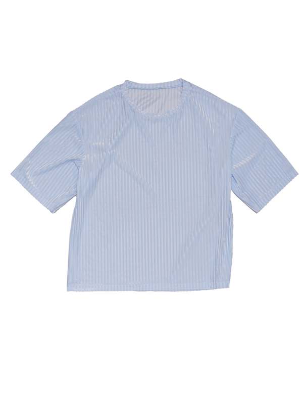 Simone Wild Rib Velvet Oversized Tee - Sky