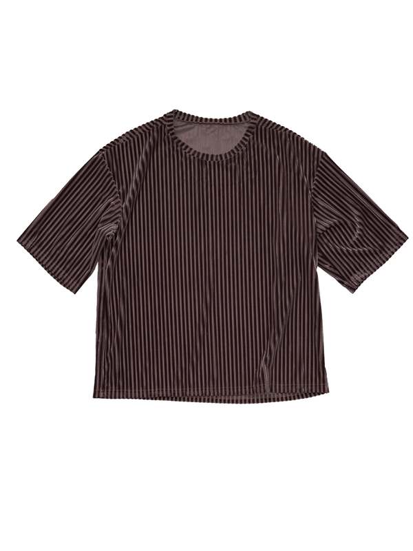 Simone Wild Rib Velvet Oversized Tee - Caramel
