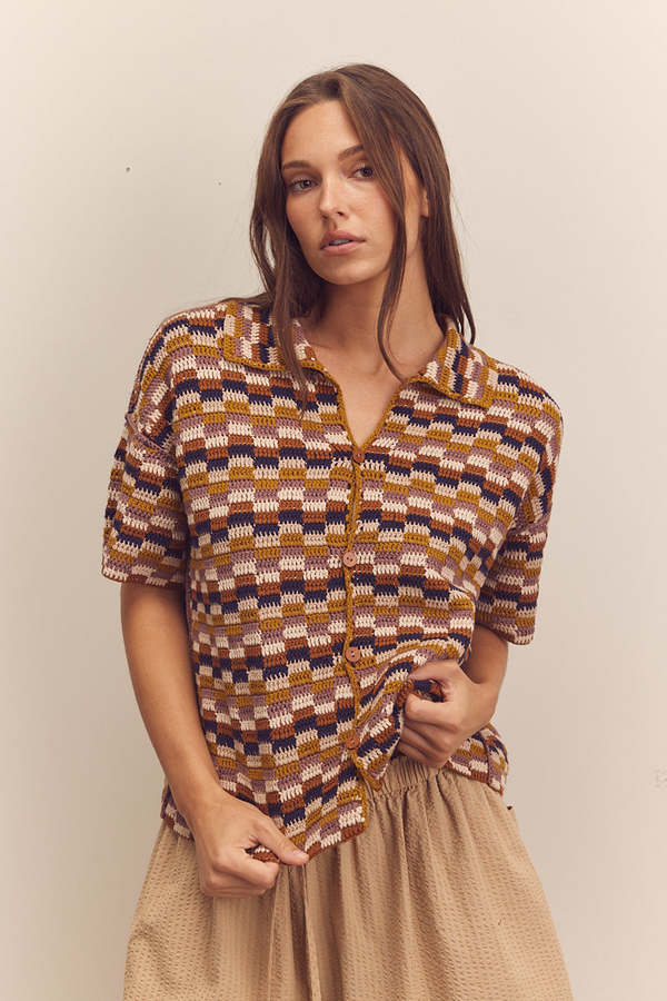 amente Handmade Button-Down Sweater - Desert
