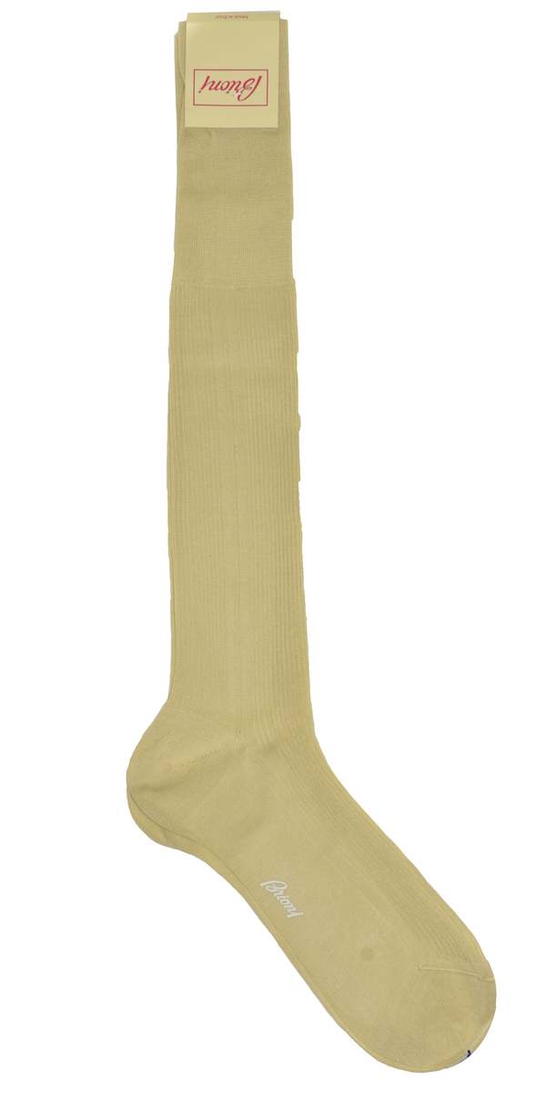Brioni Ribbed Long Socks - Beige Brioni Ribbed Long Socks - Beige