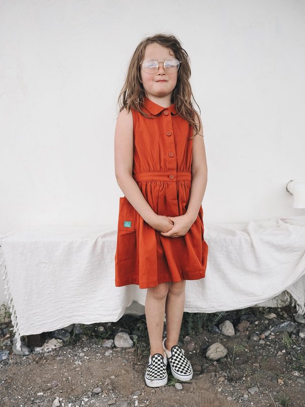 Little Green Radicals Walnut Pinafore Button Dress | Garmentory
