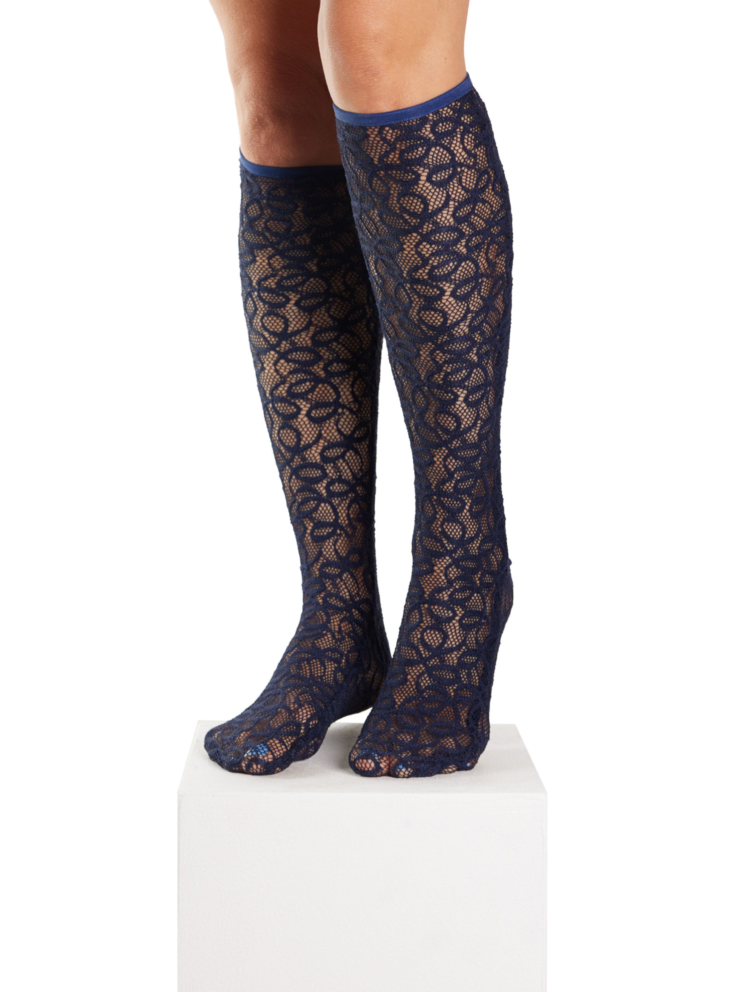 SIMONE WILD/シモーネ ワイルド　OVER KNEE SOCKS Simone Wild Lace Knee Socks - Navy | Garmentory