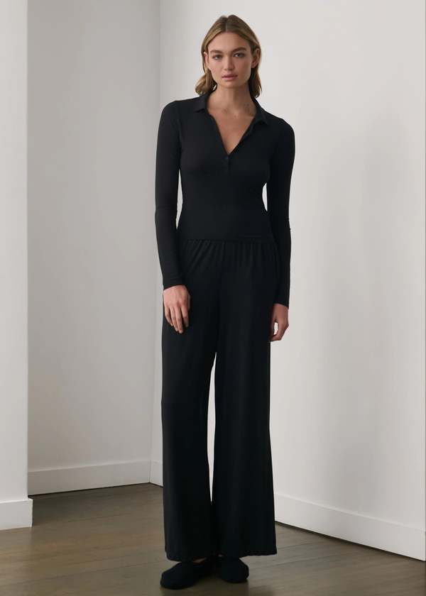 Skin Worldwide Dreamy LS Polo - Black