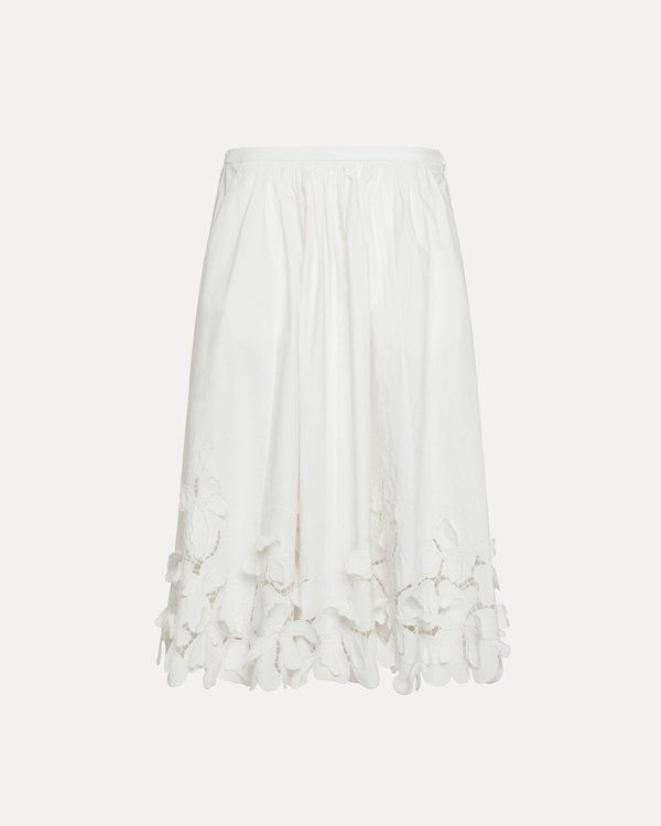 Forte Forte Embroidered Cotton Poplin Skirt - White