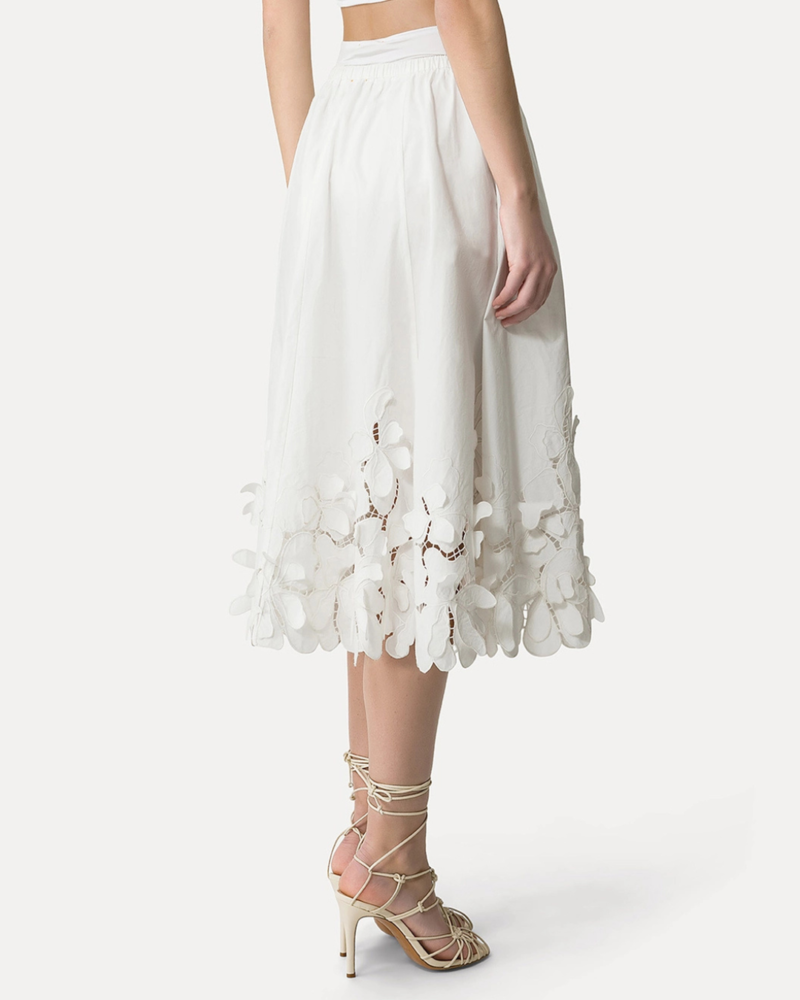 Forte Forte Embroidered Cotton Poplin Skirt - White
