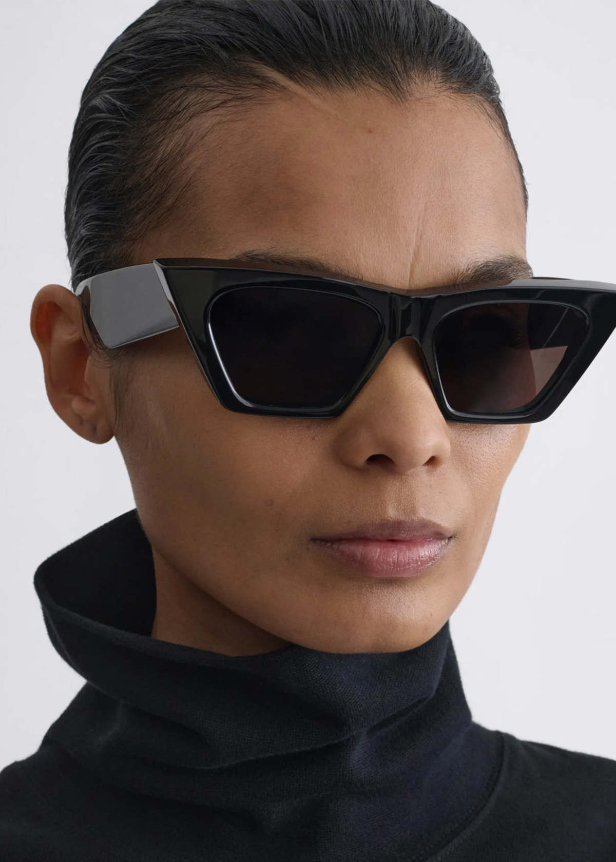 PHOEBE PHILO Peak Sunglasses - Black | Garmentory