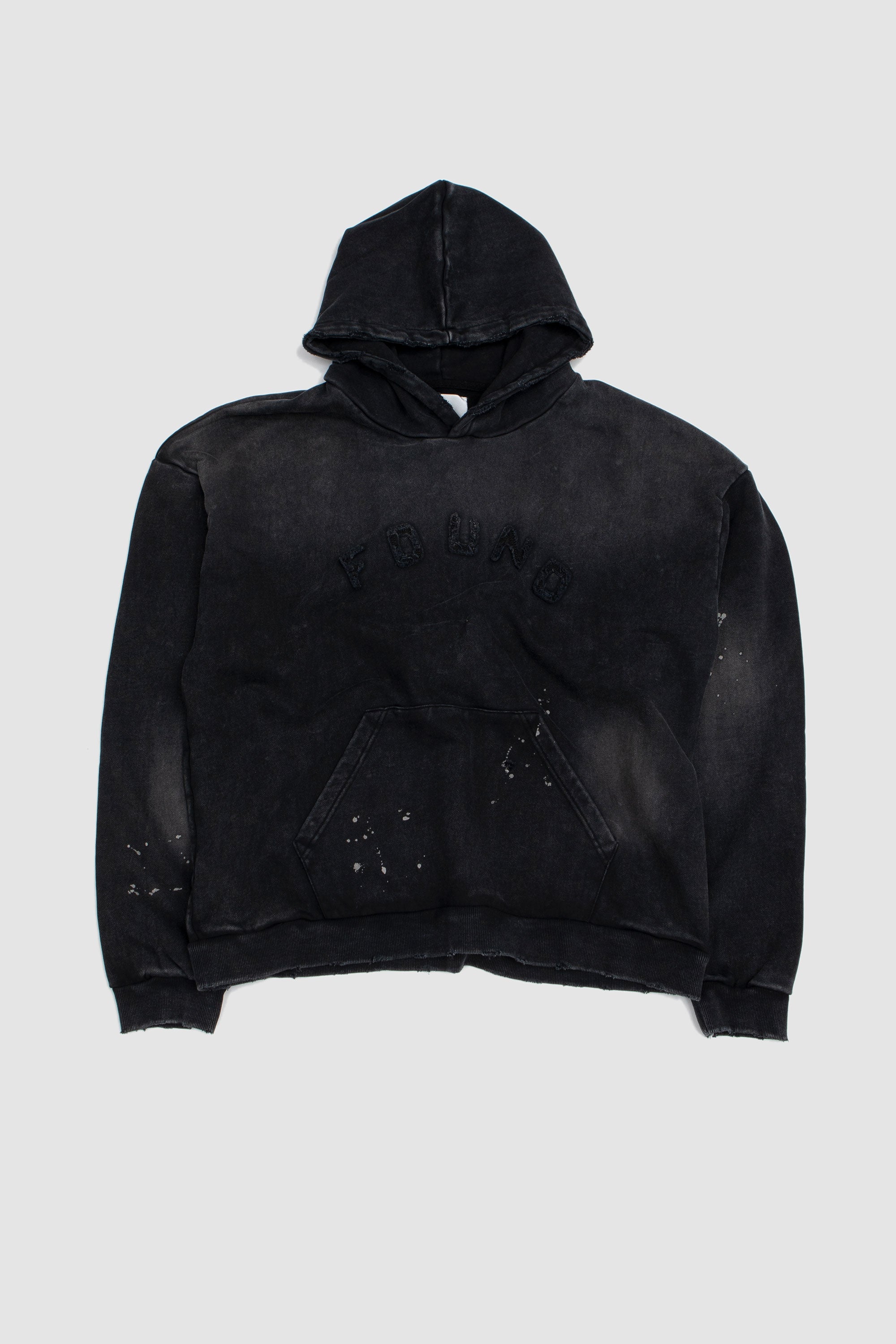 Vintage Distressed Logo Hoodie - Washed Black | Garmentory