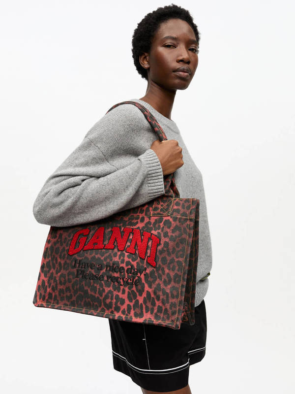 ganni red leopard dress GANNI Leopard Print Midi Dress