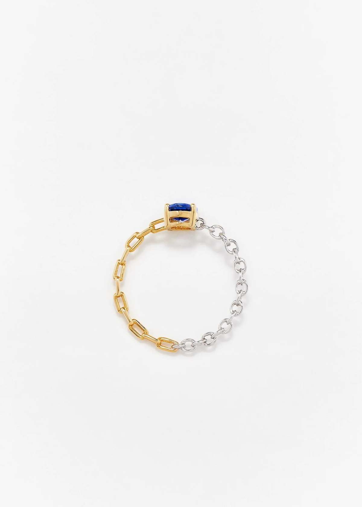 Yvonne Leon Bague Solitaire Saphir Bleu Ring - Ors Blanc et Jaune - Image 3 of 4