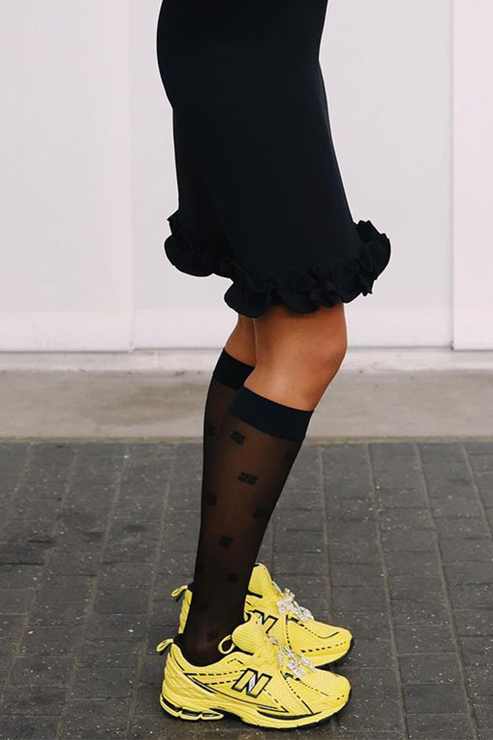 レッグウェア GANNI Butterfly lace socks glitter black Black Black Butterfly Lace Socks | GANNI US