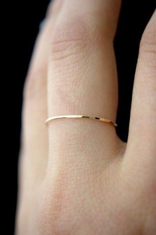 Hannah Naomi Hammered Thin Stacking Ring - Gold