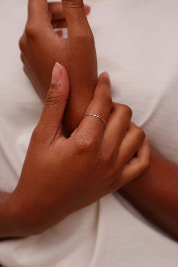 Hannah Naomi Smooth Thin Stacking Ring - Silver