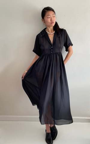 slim fit dress slacks Vintage 1960s Black Chiffon Tiered Skirt Cocktail Dress