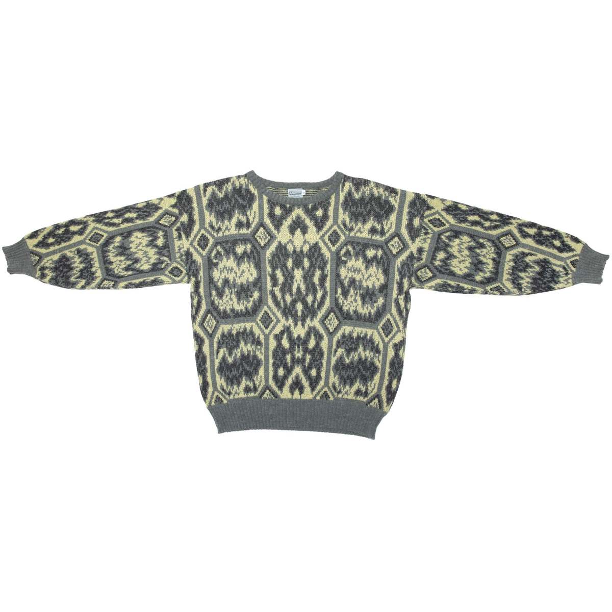L'UOMO 70s Art Deco Jacquard Knit Jumper - Yellow - Image 1 of 8