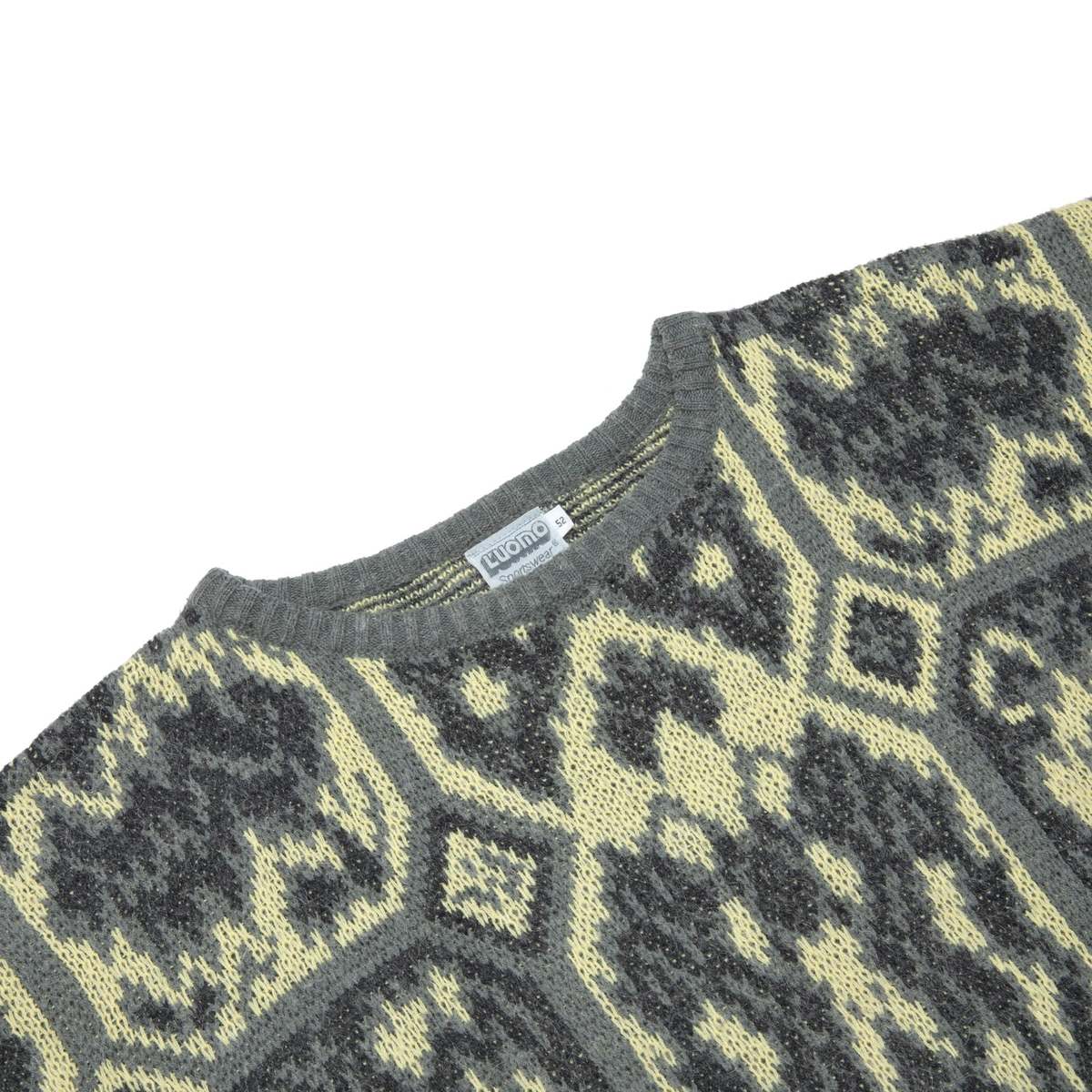 L'UOMO 70s Art Deco Jacquard Knit Jumper - Yellow - Image 2 of 8