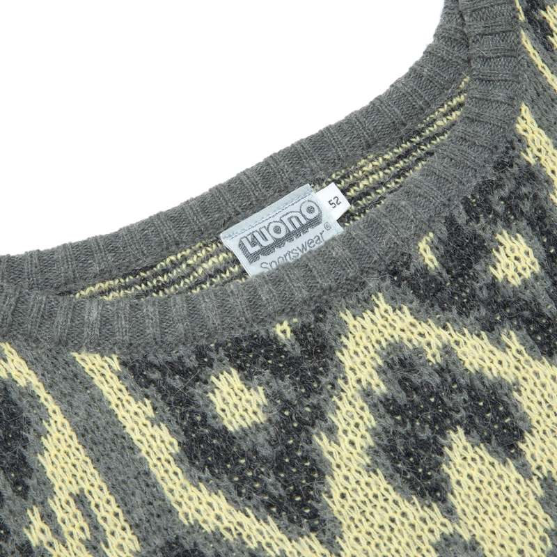 L'UOMO 70s Art Deco Jacquard Knit Jumper - Yellow