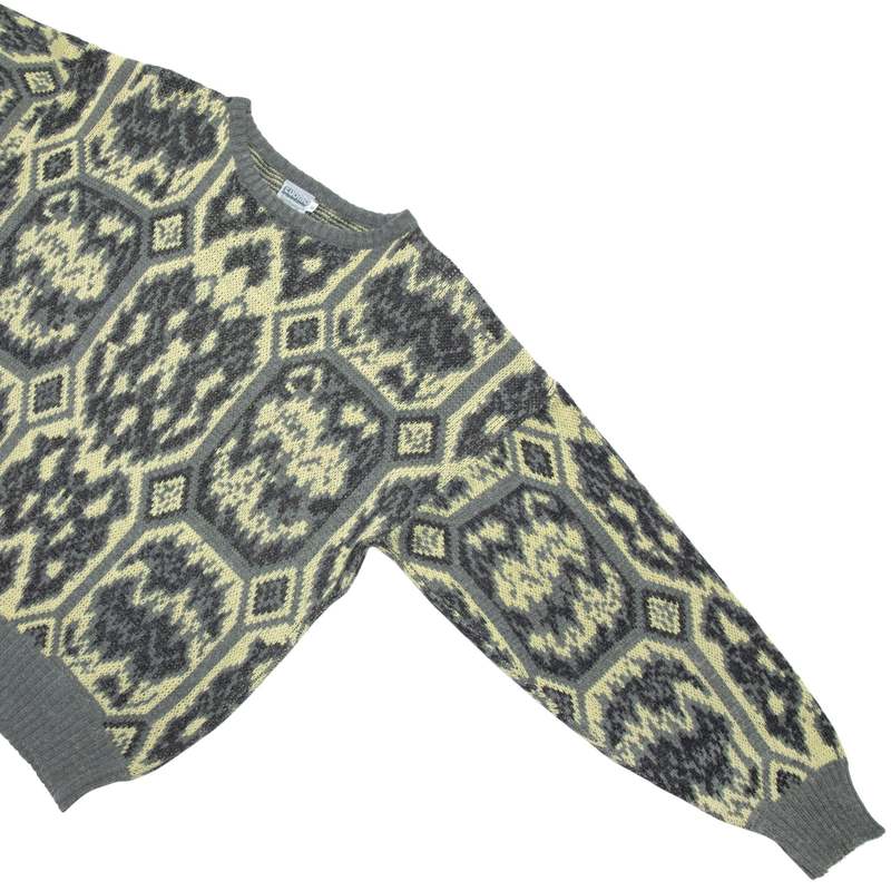 L'UOMO 70s Art Deco Jacquard Knit Jumper - Yellow
