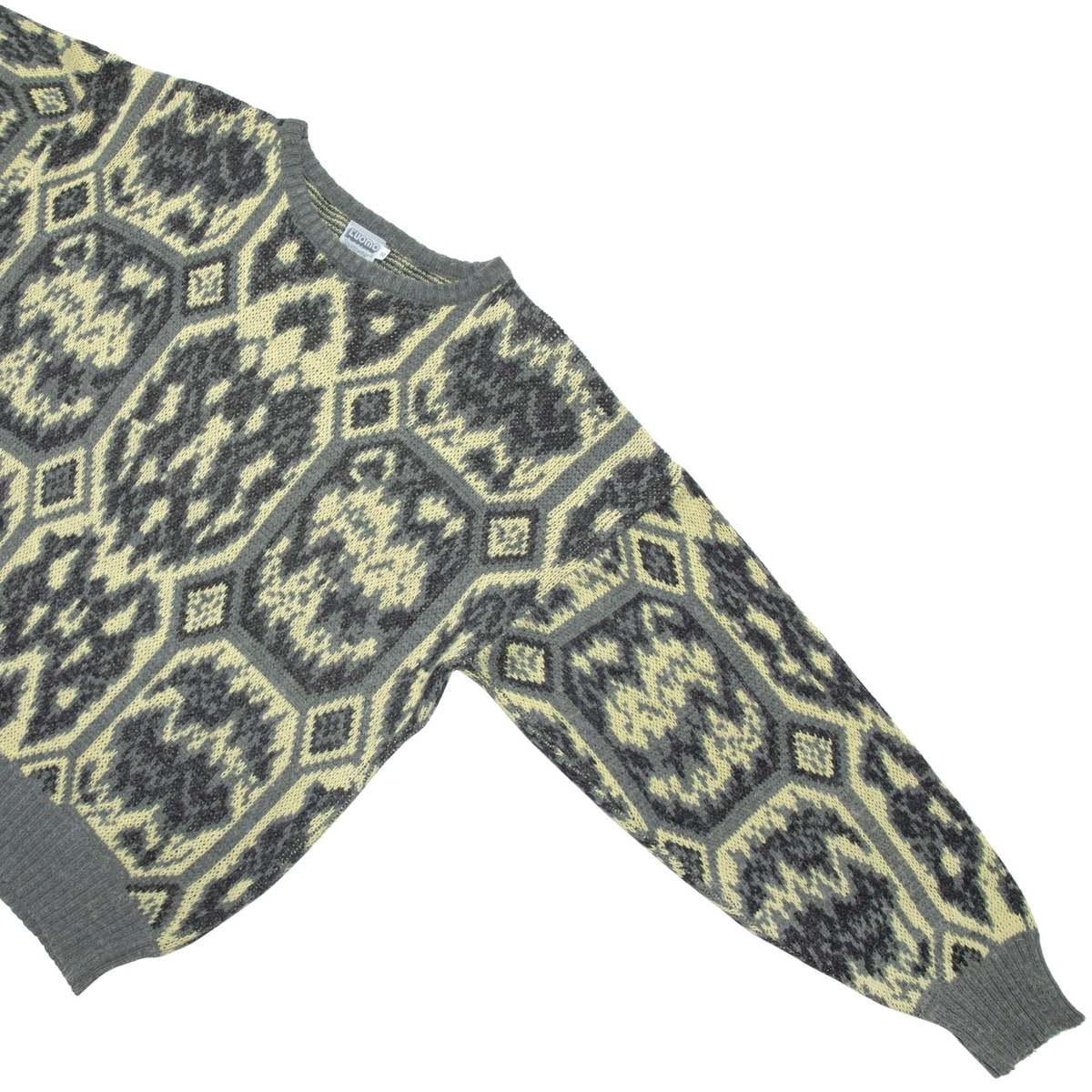 L'UOMO 70s Art Deco Jacquard Knit Jumper - Yellow - Image 4 of 8