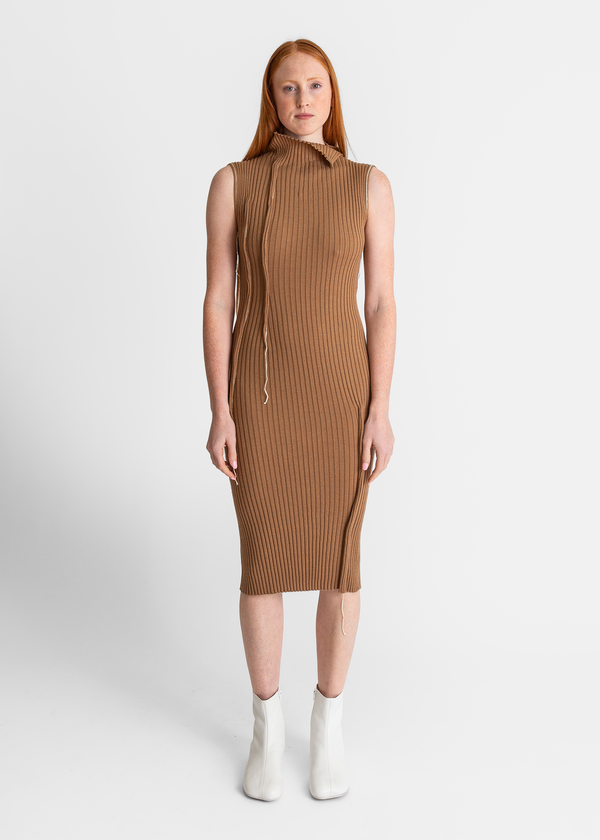 MM6 Maison Margiela Ribbed Maxi Dress - Camel