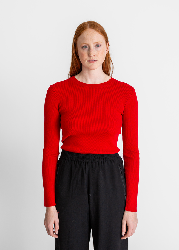 6397 Skinny Rib Crew - Rouge 6397 Skinny Rib Crew - Rouge