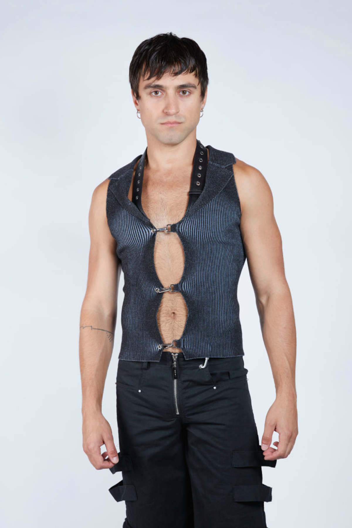 FANG NYC Neck Belt Lapel Vest - Black/Blue - Image 1 of 6