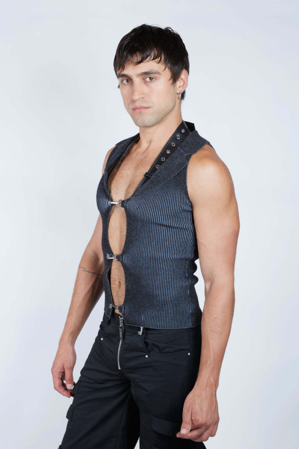 FANG NYC Neck Belt Lapel Vest - Black/Blue - Image 3 of 6