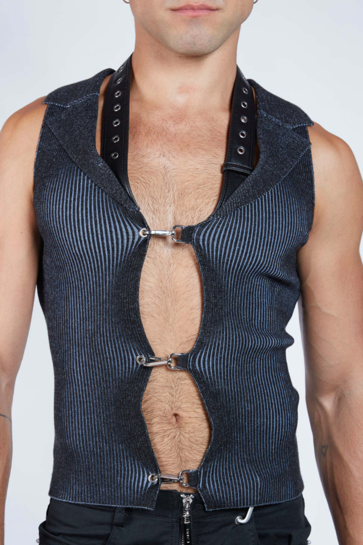 FANG NYC Neck Belt Lapel Vest - Black/Blue - Image 4 of 6