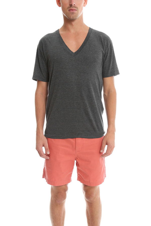 BLK DNM Vneck Tee - Light Grey Melange