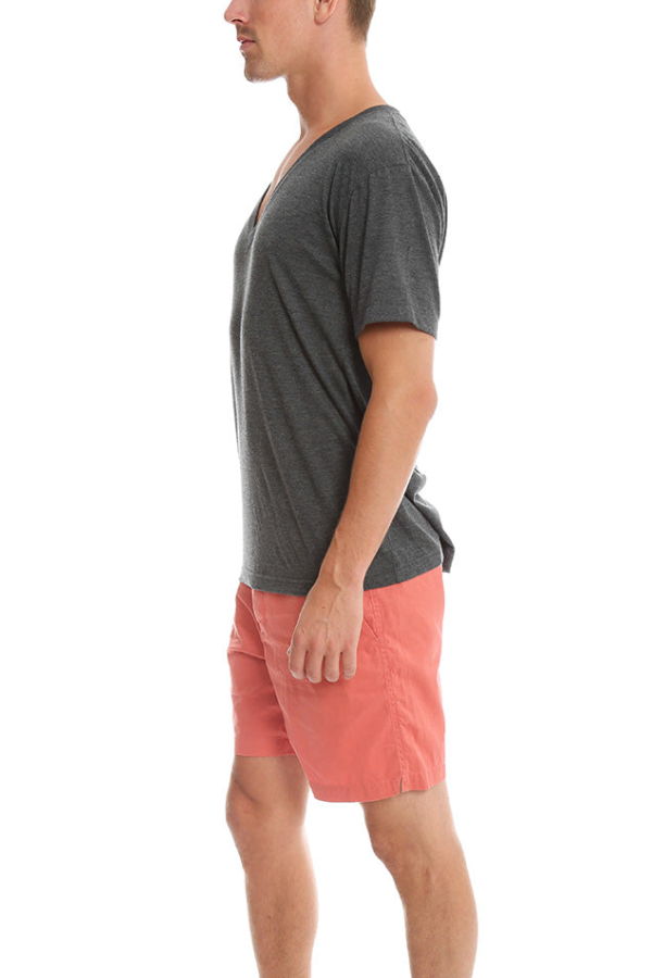 BLK DNM Vneck Tee - Light Grey Melange