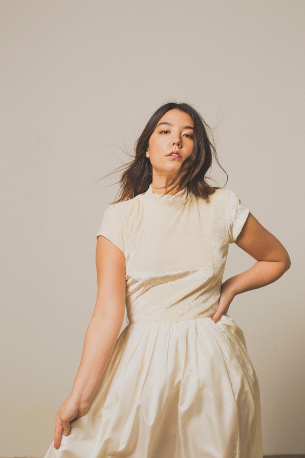 Preservation Vintage Velvet & Taffeta Formal Gown - Cream | Garmentory