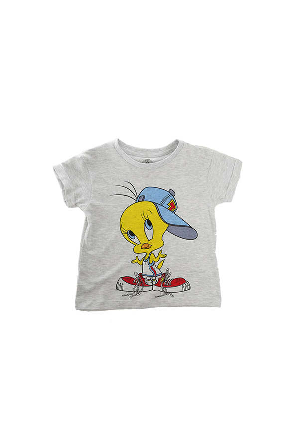 Little Eleven Paris Titica Tweety SS Tee - Light Grey