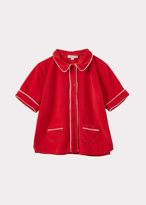 Caramel Albie Children's Cotton Toweling Top - Red